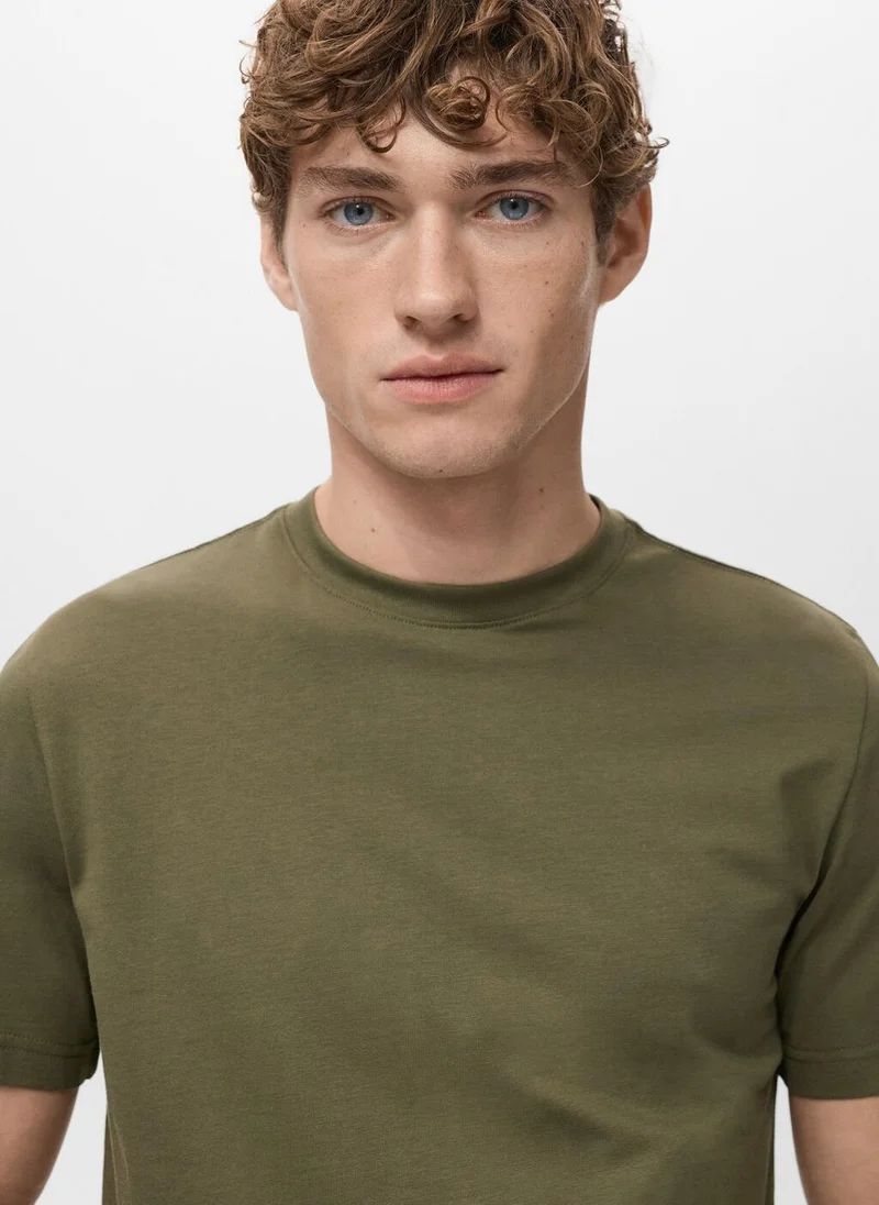 Mango Man  100% cotton slim-fit t-shirt for Men | Best Price UAE